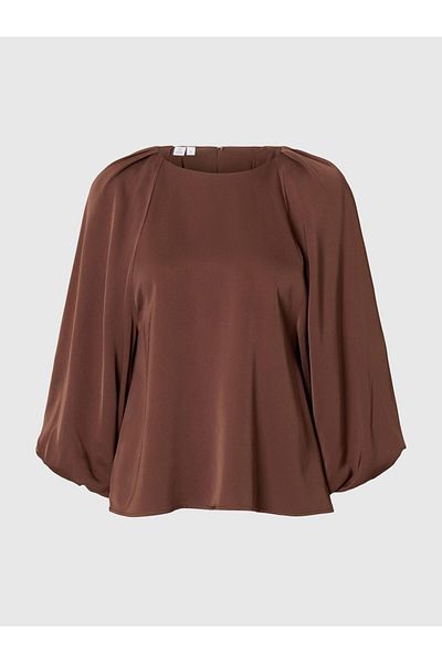 Selected Femme Bluse mit 3/4 rmeln Satin