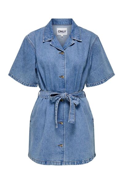 ONLY Jeanskleid Normal geschnitten V-Ausschnitt Kastige rmel Kurzes Kleid