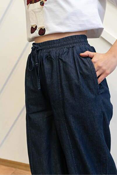 Suziş KADIN YUMUŞAK DENİM KUMAŞ BELİ LASTİKLİ ŞALVAR MODEL PANTOLON 0088