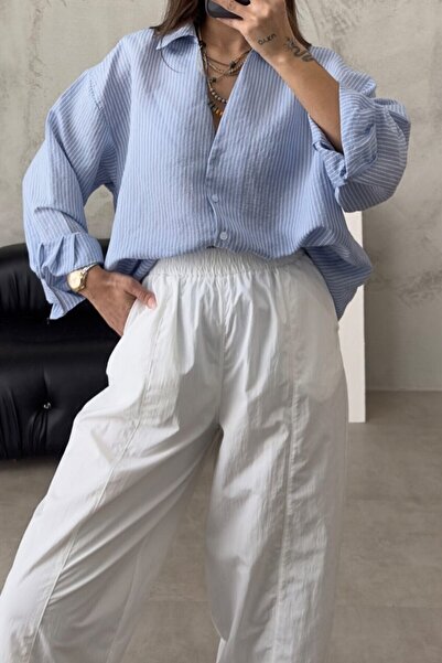 Suziş 4906 Model Women's Oversize Striped Shirt