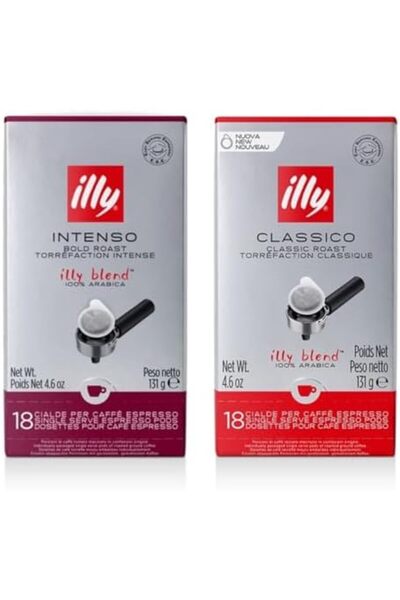 illy مجموعة متنوعة من كبسولات قهوة الإسبريسو ESE (تحميص داكن، 18 كبسولة، تحمي...