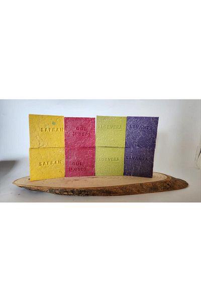 AOTS Natural Production Soap Set of 8 - Saffron, Rose, Lavender and Aleovera