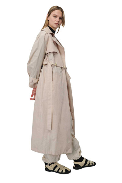 Mısırlı Кам'яного кольору жіночий піджак-тренчкот, що можна вкоротити