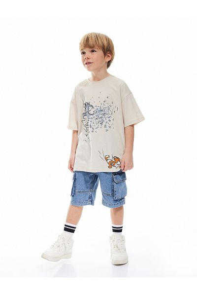 Koton New Season Cotton Licensed Short Sleeve Tom and Jerry Printed T-Shirt