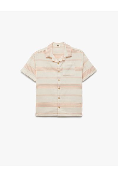 Koton New Season Cotton Single Pocket Detailed Short Sleeve Shirt