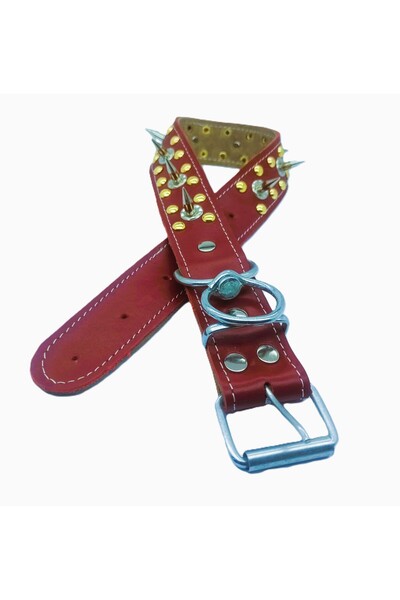Genel Markalar Çivili Köpek Tasması Çift Kat Deri