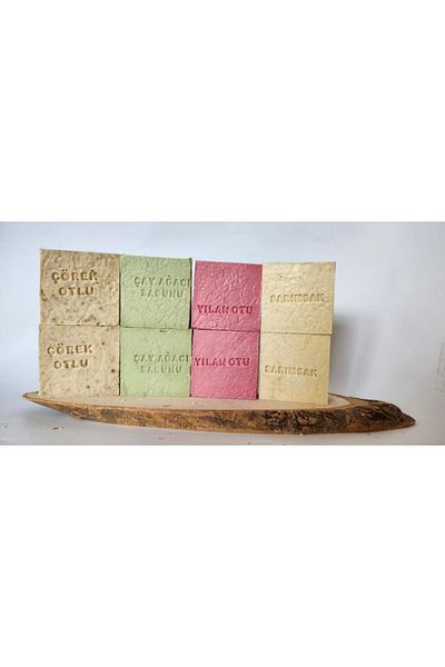 MBB ETİCARET Natural Production Soap Mixed (Nigella-Tea Tree-Snake-Garlic) Set of 8