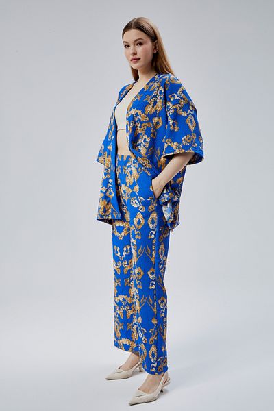 M MOONCOVER Women's Comfortable Summer Kimono and Loose Pants with Pockets Two Piece Set