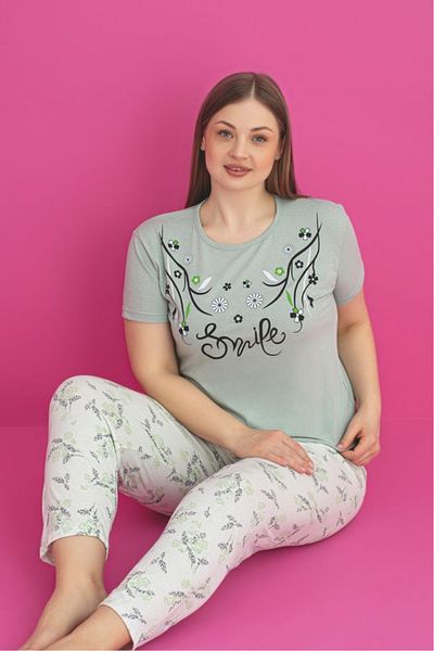 Farya Home X-Dreamy Plus Size Cotton Floral Short Sleeve Pajama Set