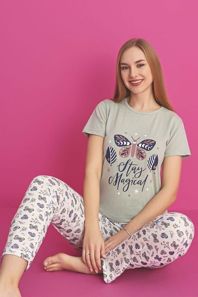 Farya Home Комплект пижама с къс ръкав и мотив от памук Dreamy
