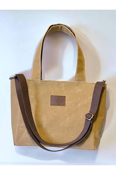 Nuggita Geantă de umăr cu ceară de muștar - Satchel Bag de pânză de mărime medie