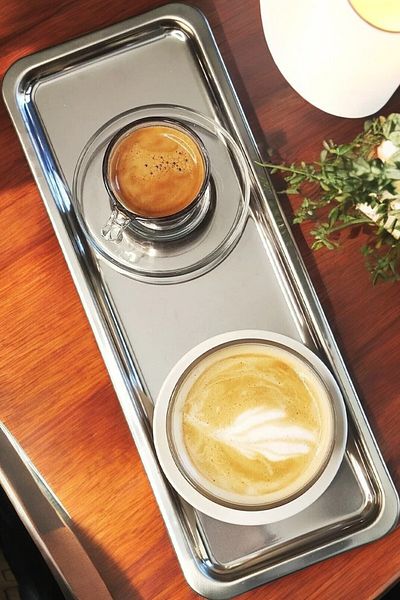 Mirilliahome Set of 6 Luxury Rectangular Stainless Steel Coffee Tea Catering and Presentation Tray Silver Color 33x13 cm