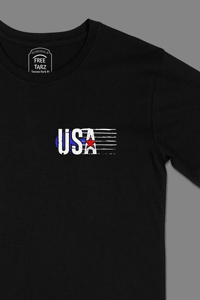Free Tarz Μαύρο μπλουζάκι με σχέδιο τσέπης USA Star Design
