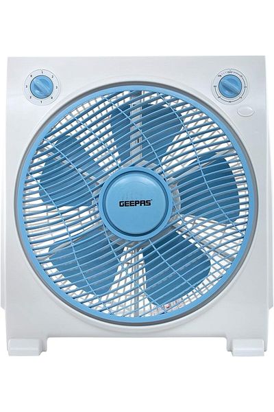 Geepas Gf21113 12'' Box Fan - 3 Speed, 60 Minutes Timer -Child Safe Personal Desk Fan