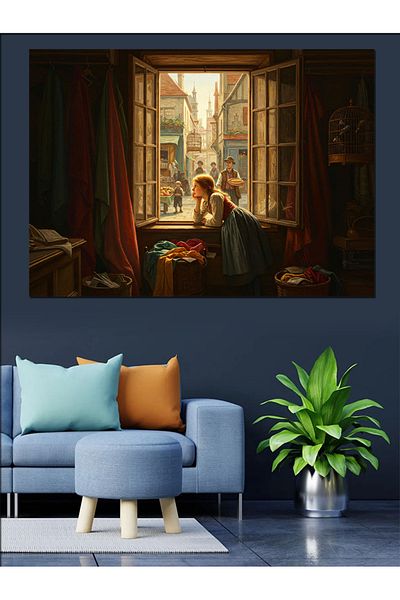 Tablomega Loneliness with Morning Sun on the Window Decorative Canvas - Mdf Wooden Painting