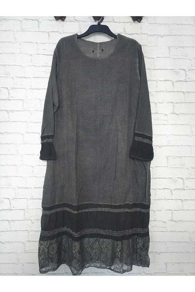 anne moda ankara Πολύ φαρδιά εφαρμογή, Ολόκληρο καλοκαίρι, Βαμβακερό, με επένδυση, 2 τσέπες, μακρυμάνικο, αυθεντικό φόρεμα