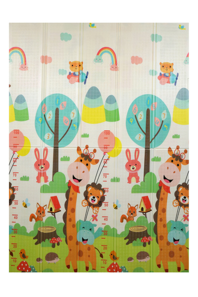 Minimababy Katlanabilir Oyun Matı/Halısı Zürafa ve Arkadaşları & Sevimli Hayvanlar Çift Tasarım 150x200x1cm (C)
