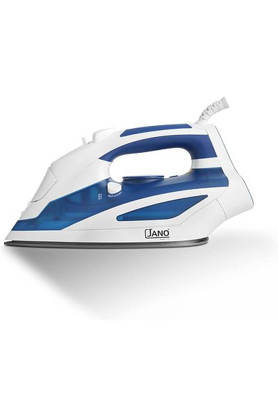 JANO Electric Steam Iron, Non-stick Soleplate, Dry Steam Spray Burst Vertical Steam, 2200w, White/blue