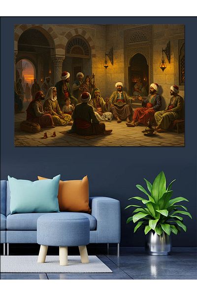 Tablomega Chatting on the Floor Community Decorative Canvas - Mdf Wooden Painting