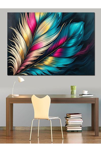 Tablomega Dance of Colorful Feathers Decorative Canvas - Mdf Wooden Painting