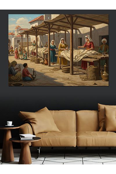 Tablomega Women Knitting Rope Decorative Canvas - Mdf Wooden Painting
