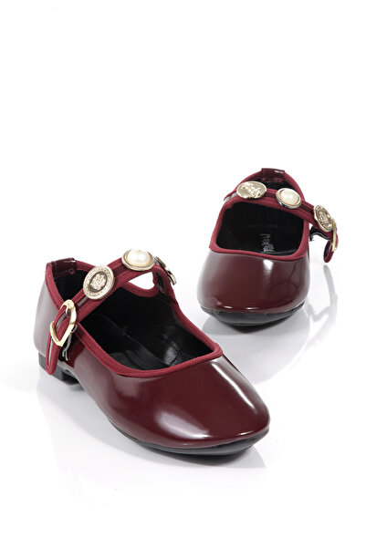 PAYZİN '' ALDA '' Balerini din piele lacuita burgundy cu varf rotund cu acces...