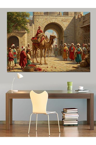 Tablomega Camel Traveling to the Palace Decorative Canvas - Mdf Wooden Painting