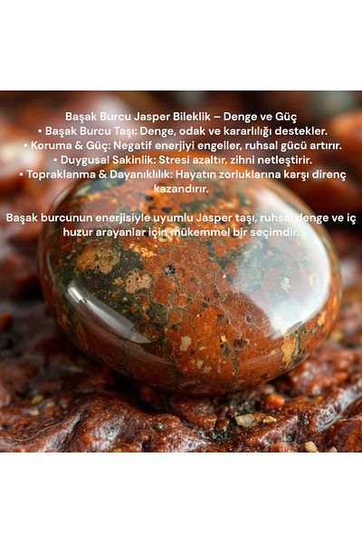 Efulim Hediyelik Zodiac Bracelet - Virgo - Jasper Natural Stone Bracelet - (Sent with a Cloth Bag)