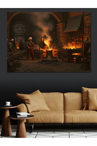 Tablomega Iron Cast Decorative Canvas in Ottoman - Mdf Wooden Painting