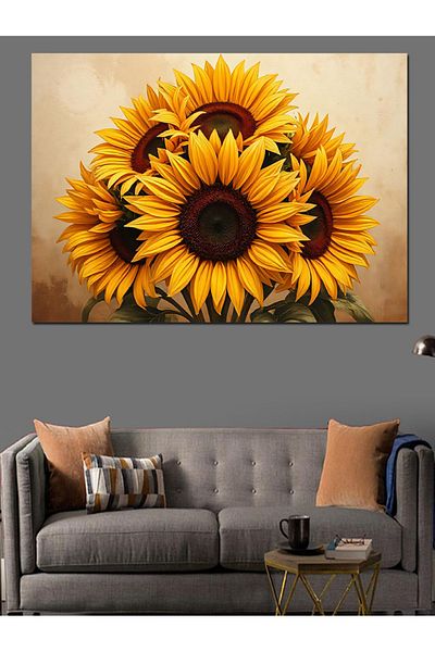 Tablomega Smiling Flowers Facing the Sun Decorative Canvas - Mdf Wooden Painting