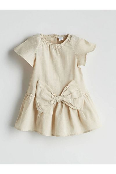LC Waikiki Lcw Baby Green Ribbon Detailed Cotton Baby Girl Dress