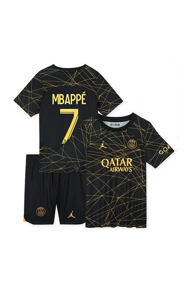 yenteks Tricou de fotbal pentru copii Mbappe cu dungi aurii Psg cu cadou