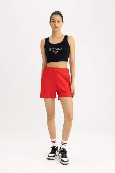 DeFacto Defactofit Nba Chicago Bulls Crop Crew Neck Tank Top