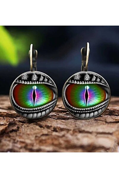 sarıyer silver تصميم عتيق عتيق مع أقراط فولاذية متدلية على شكل عين التنين بتص...