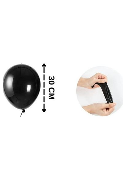 Balon marketi Black !2'' 10 Pcs Balloon - Birthday Balloon , Graduation