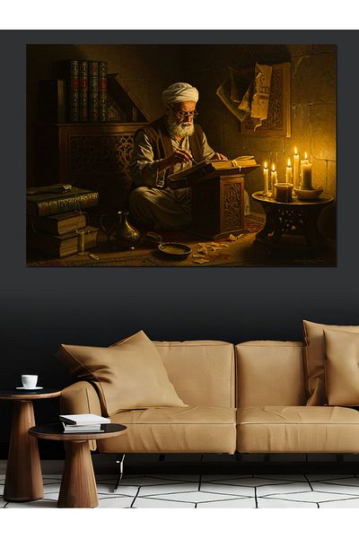 Tablomega Writing by Candlelight Decorative Canvas - Mdf Wood Table