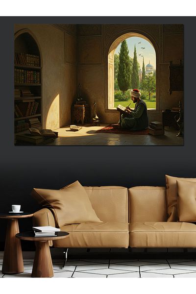 Tablomega Calligrapher Decorative Canvas at the Bottom of the Wall - Mdf Wooden Painting