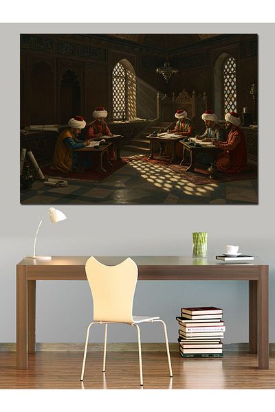 Tablomega Wise Students Discussing in Madrasa Decorative Canvas - Mdf Wood Art Print