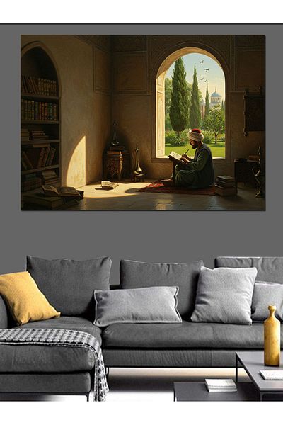 Tablomega Calligrapher Decorative Canvas at the Bottom of the Wall - Mdf Wooden Painting