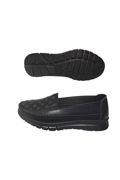 Ayzen Women's Black Square Stone Orthopedic Sole Daily Stylish Shoes