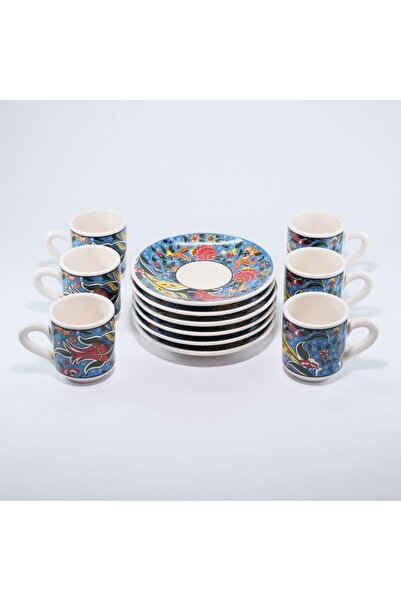 Selenart 6 Lı Seramik Silindir Fincan Takımı Çok Renkli