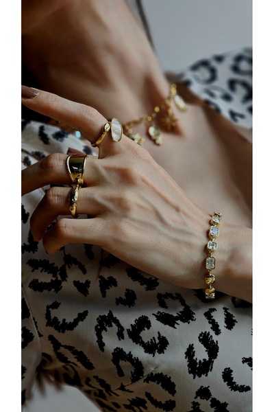 stainless steell Taşlı Bileklik | Gold | 14k Gold Kaplama | Ileri Seviye Hass...