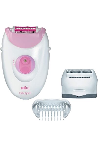 Braun Silk Epil 3 SE3270 Epilator With 2 Attachments White/Raspberry 18 x 6.5 x 19.7cm
