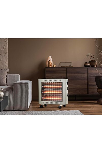 ALSAIF Electric Quartz Heater 2000w With Wheels And Overheat Protection, Beige, E07009