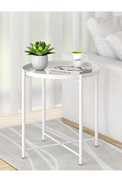 Primo Plus Contemporary White Round Steel Table