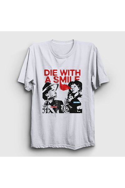 Presmono Unisex White Die With A Smile Μπλουζάκι Bruno Mars Lady Gaga 531808tt