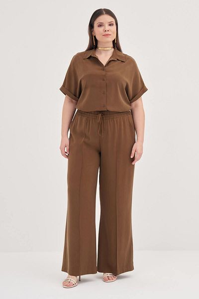 MYLİNE Elastic Waist Pocket Palazzo Trousers