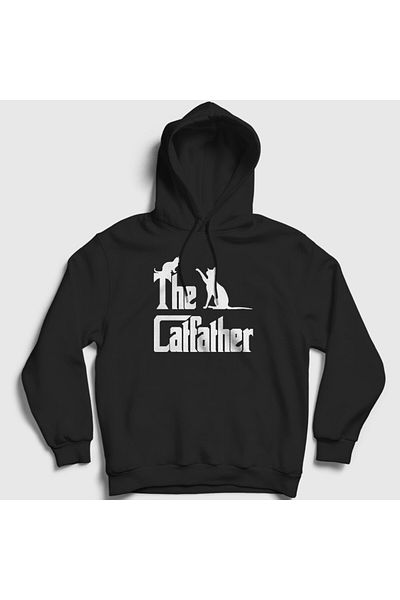 Presmono Унисекс черен суитшърт с качулка The Catfather 534533tt