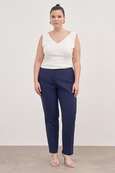 MYLİNE High Waist Trousers with Stitching Detail