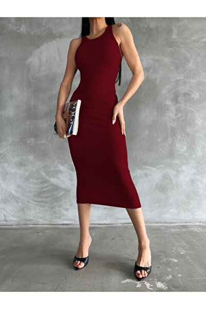 şıklık durağı Camisole Woven Cotton Fabric Halter Neckline Women Midi Dress
